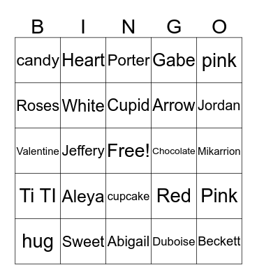 Scope Valentine's Bingo Card