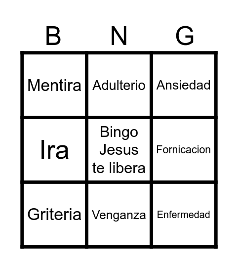 Bingo Jesus te libera Bingo Card