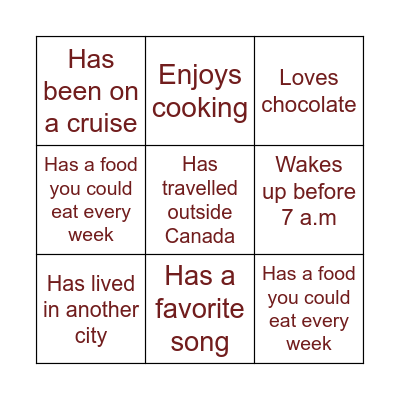 Ice Breaker Bingo Card