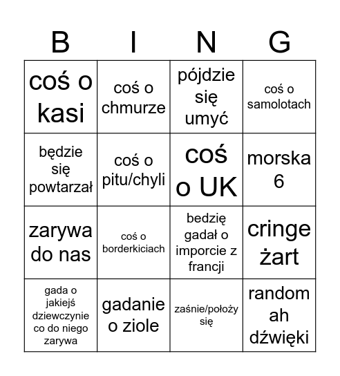 damian bingo Card