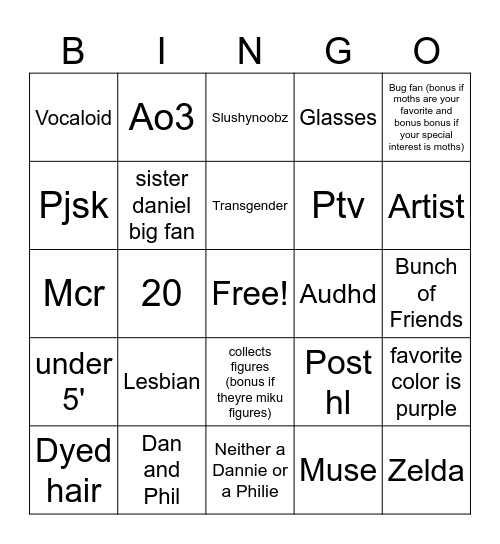 Bee Phanniecrannie Bingo Card
