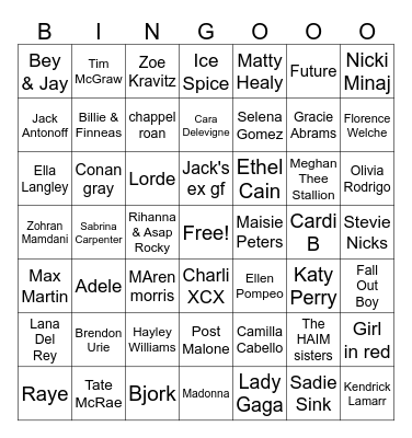 TAYVIS WEDDING GUESTS Bingo Card