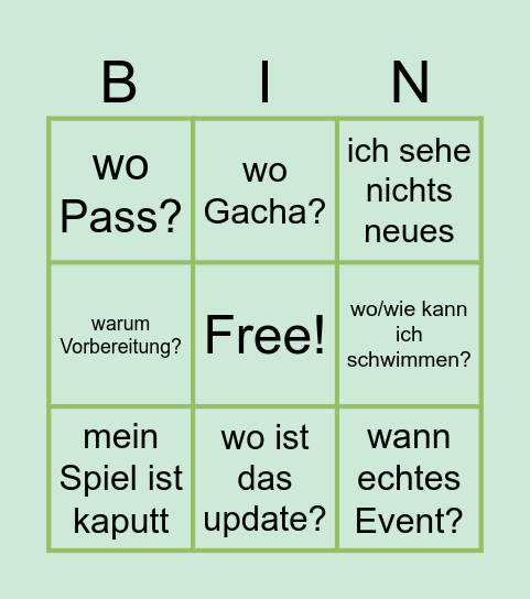 Heartopia Bullshit Bingo Card