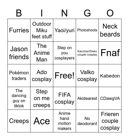 Anime Expo 2026 Bingo Card