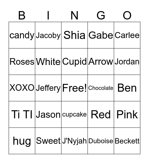 Scope Valentine's Bingo Card