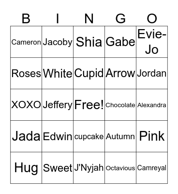 Scope Valentine's Bingo Card