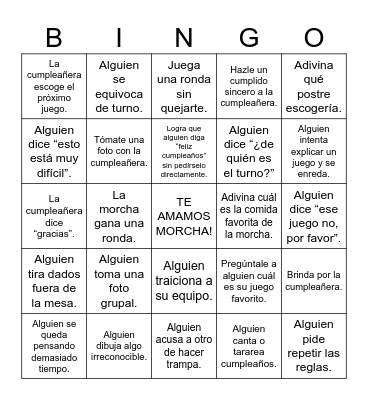 El bingo de mi reina Bingo Card