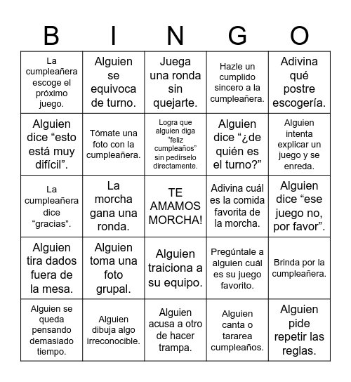 El bingo de mi reina Bingo Card