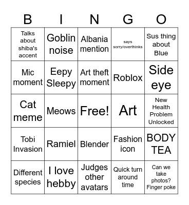 Toa Bingo Card