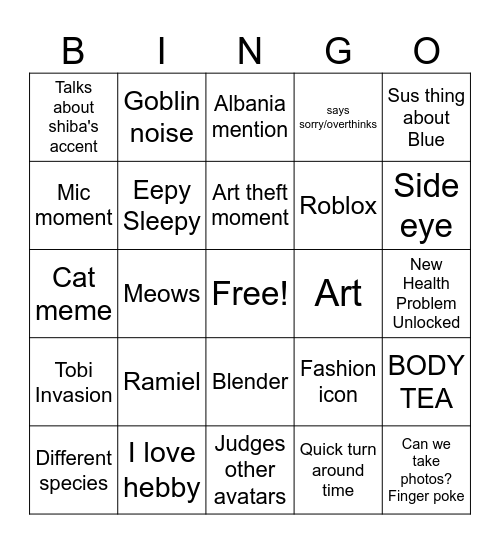 Toa Bingo Card