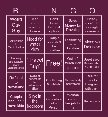 House Hunters Bingo Card