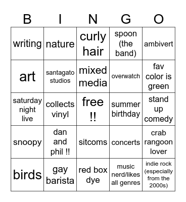nico :] Bingo Card
