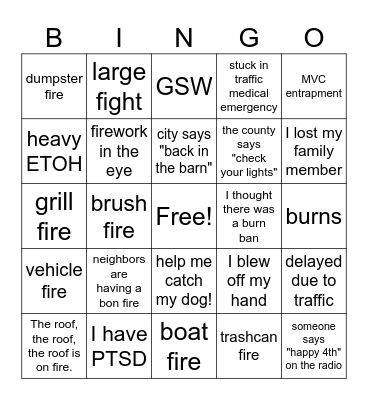 4th Of July Bingo Card