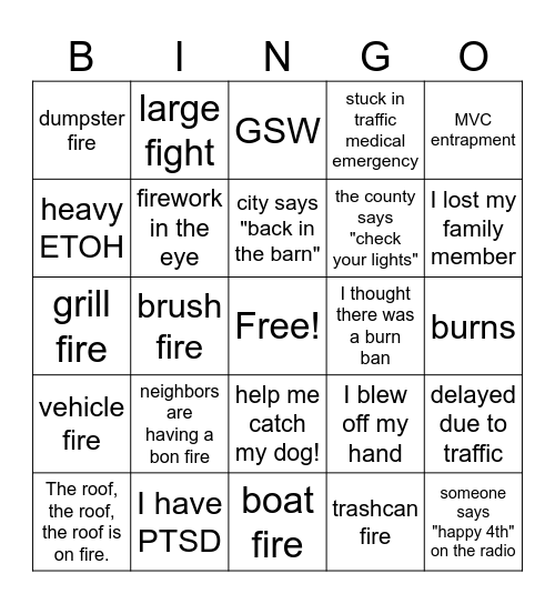 4th Of July Bingo Card