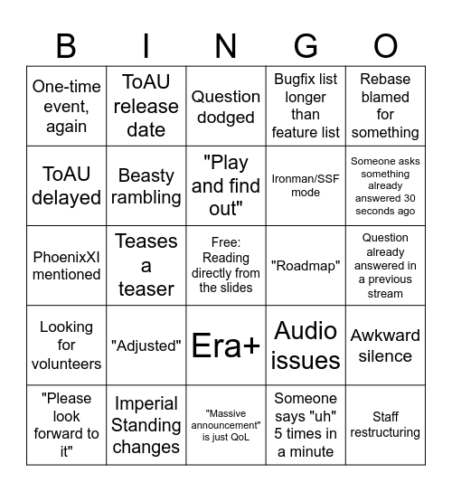 HXI Mog House 7/3/26 Bingo Card