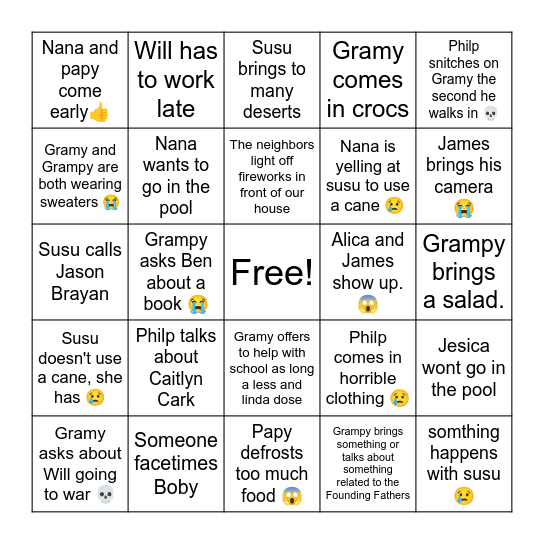 4 of July bingo Card