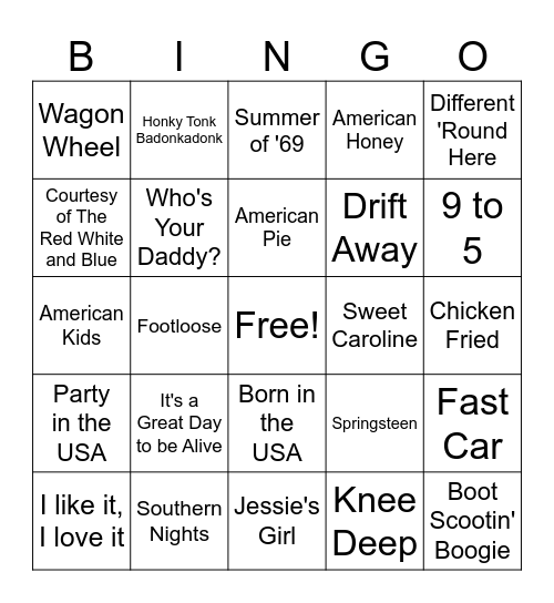 Dogwood 4th July Bingo Card