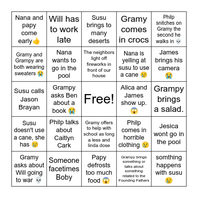 4 of July bingo Card