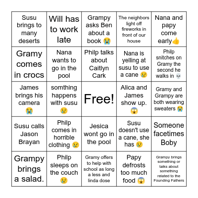 4 of July bingo Card