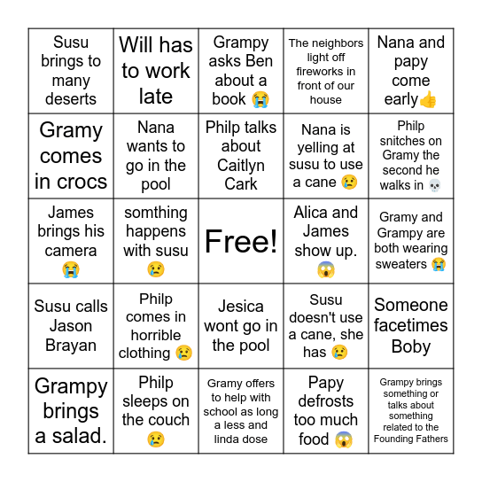 4 of July bingo Card