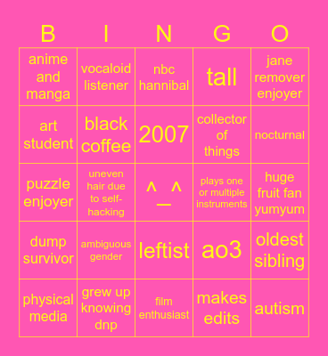 ANNABEL AANABERRI Bingo Card