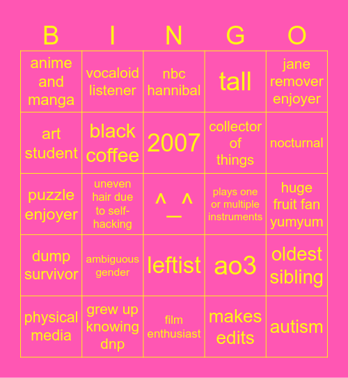 ANNABEL AANABERRI Bingo Card