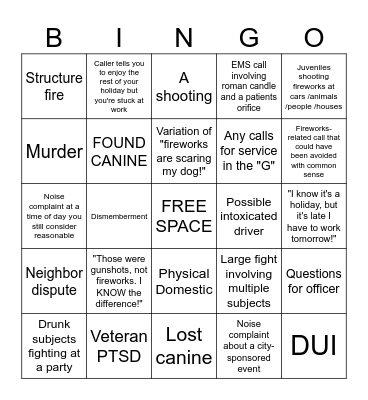 4TH OF JULY Bingo Card