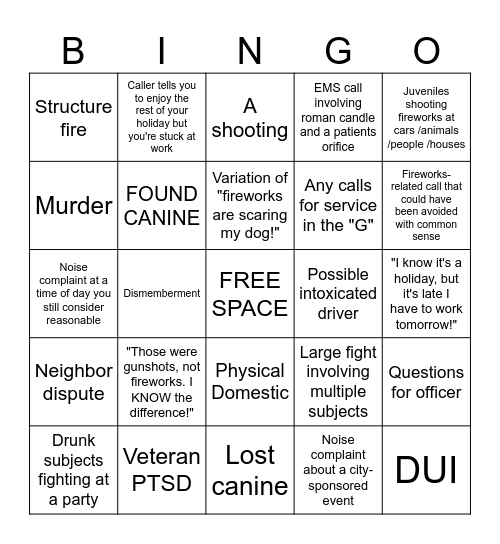 4TH OF JULY Bingo Card