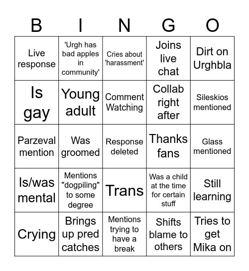 MILO MURPHY BINGO GENERATOR Bingo Card