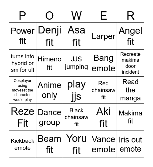 csm stuff yurrr Bingo Card