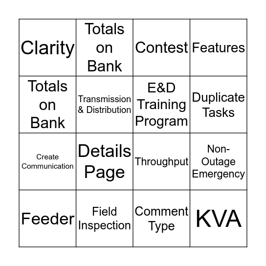 Service & Design Bingo Card