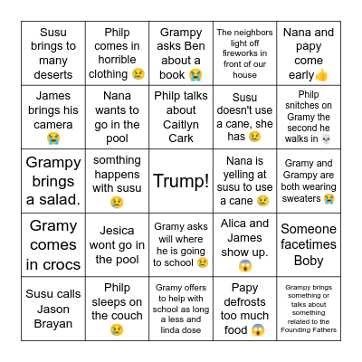 4 of July bingo Card