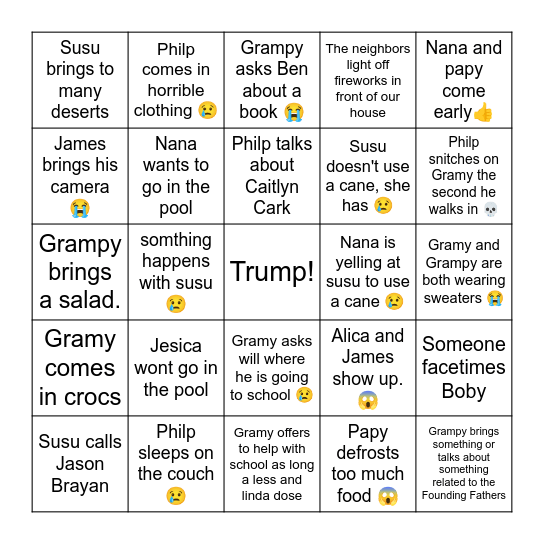 4 of July bingo Card