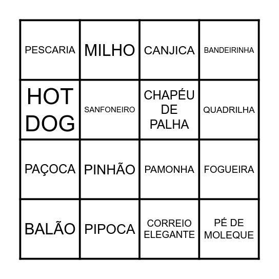 BINGO CAIPIRA Bingo Card