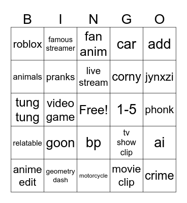 tt Bingo Card
