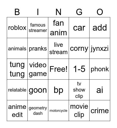 tt Bingo Card
