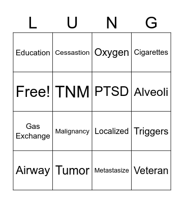 Lung Cancer Bingo Card