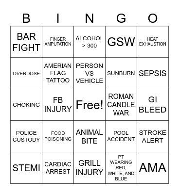 ED 4TH OFJULY Bingo Card