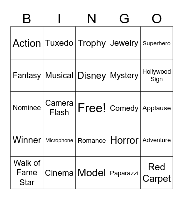 Hollywood Bingo! Bingo Card