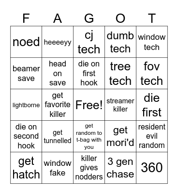 dee bee dee Bingo Card