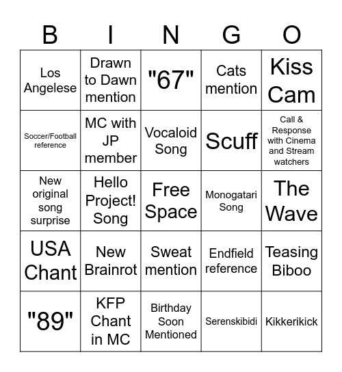 Wawa Serendipity Bingo Card