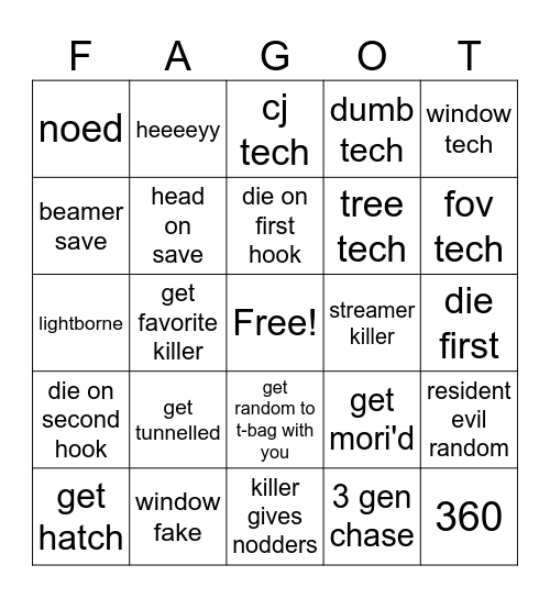 dee bee dee Bingo Card