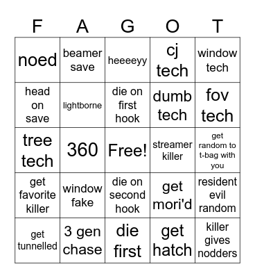 dee bee dee Bingo Card