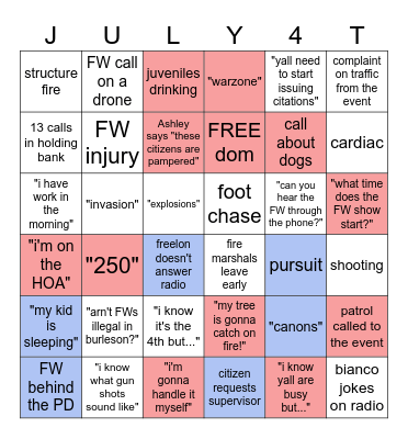 250TH Bingo Card