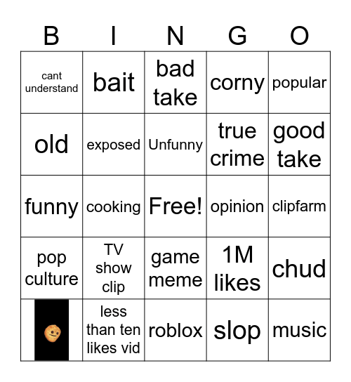 Youtube Bingo Card