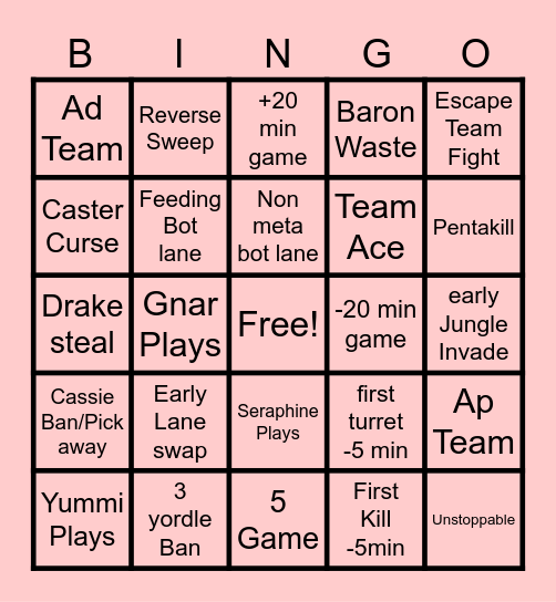 Msi Upper Bracket Bingo Card