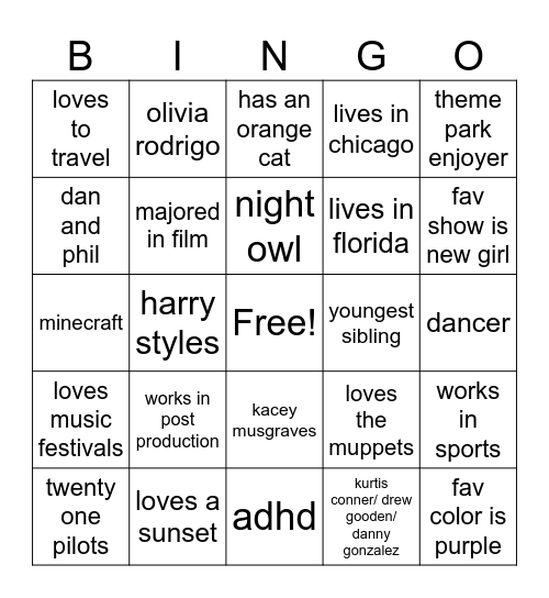 kel bingo Card