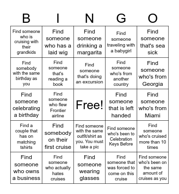Find Somebody Who.... Bingo Card