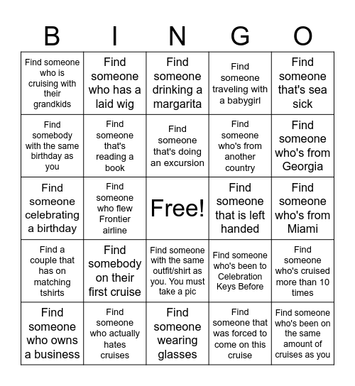 Find Somebody Who.... Bingo Card