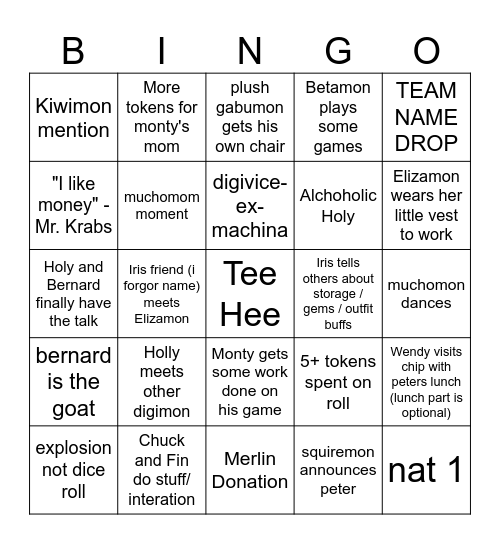 Bingo ep 11 Bingo Card